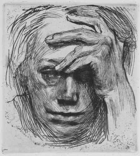 Self Portrait with Hand on Brow, 1910 by Kthe Kollwitz