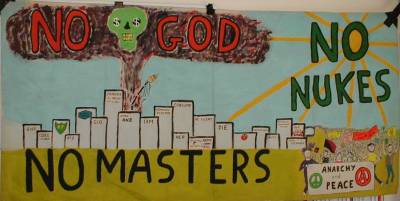 No Gods No Masters No Nukes Banner