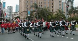Pipe band leading the CFMEU contingent