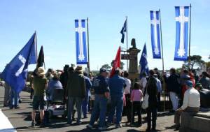 Gathered round the Diggers Memorial