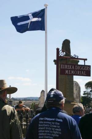 Paying respects at the Diggers Memorial