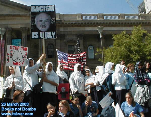 Muslim kids protesting for peace