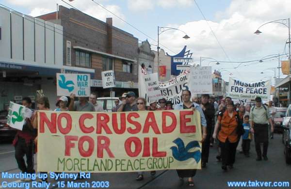 Marching up Sydney Road