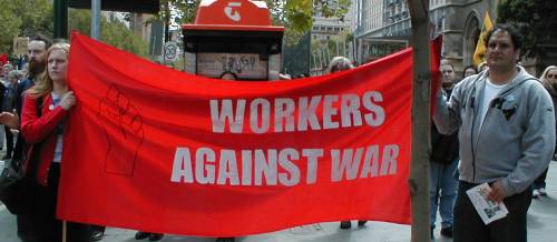 Workers against War banner