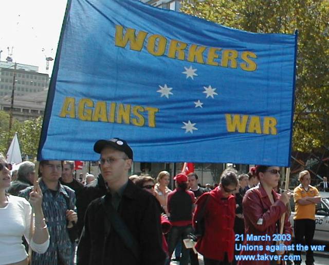 Workers against War banner