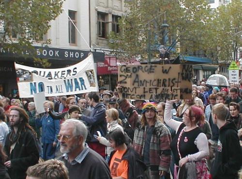 Quakers marching