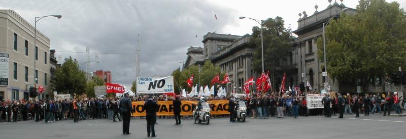 Unionists gather outside Melbourne Trades Hall