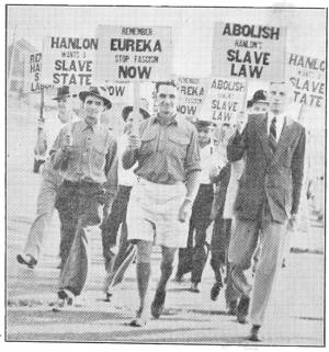 Photo: Ted Englart & Mick Healy leading a march on March 15