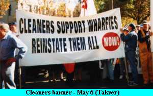 Picture: Cleaners support the wharfies