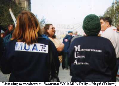 Picture: Listening to speakers on Swanston Walk - May 6