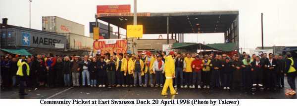 Picture: East Swanson Dock Picket 8.30am 20 April